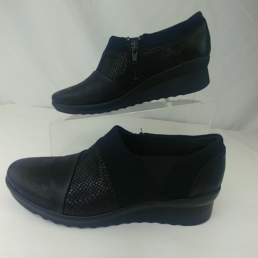 Clarks Cloudsteppers Black Ankle Boots Wedges